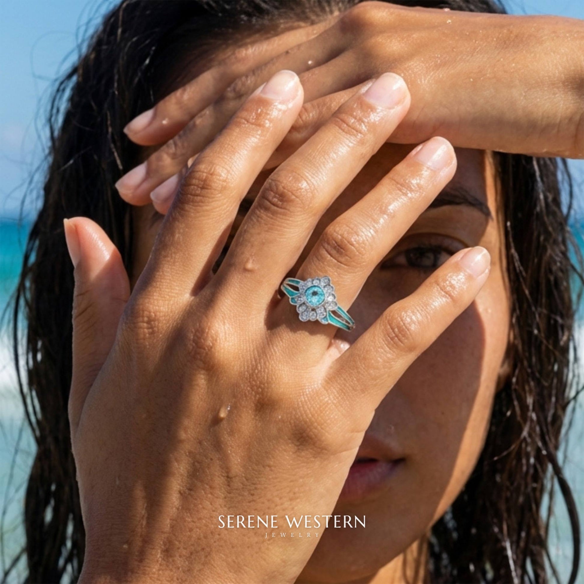 Desert Bloom Ring - Aquamarine - Serene Western