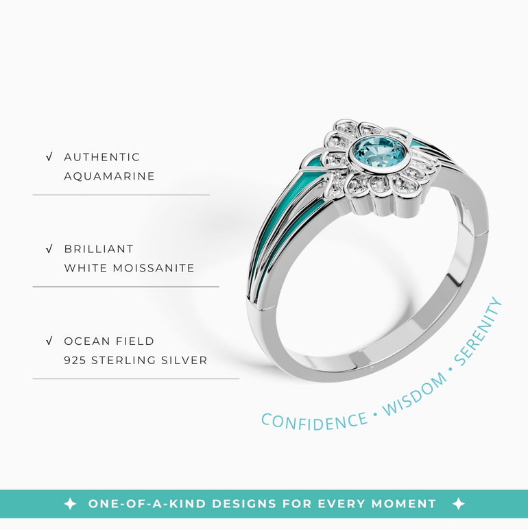 Desert Bloom Ring - Aquamarine - Serene Western