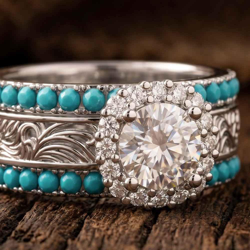 Desert Starpath Ring Set Turquoise 925 Sterling Silver detail view