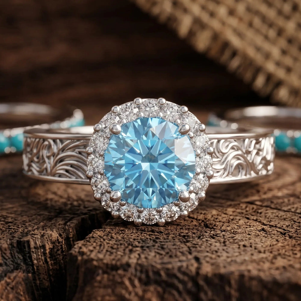 Desert Starpath Ring Set - Aquamarine - Serene Western