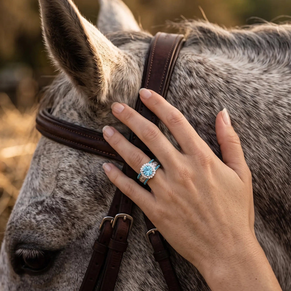 Desert Starpath Ring Set - Aquamarine - Serene Western