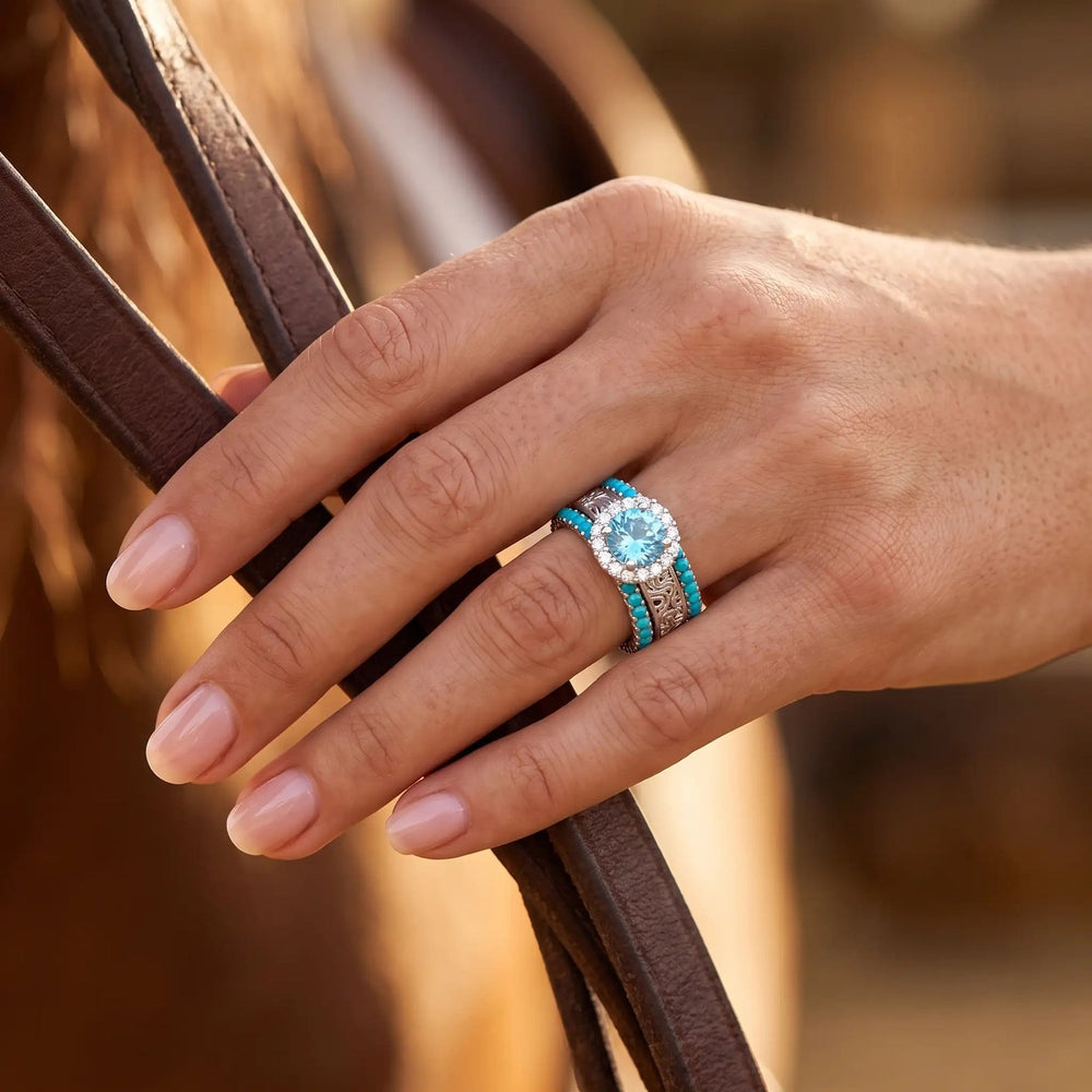 Desert Starpath Ring Set - Aquamarine - Serene Western