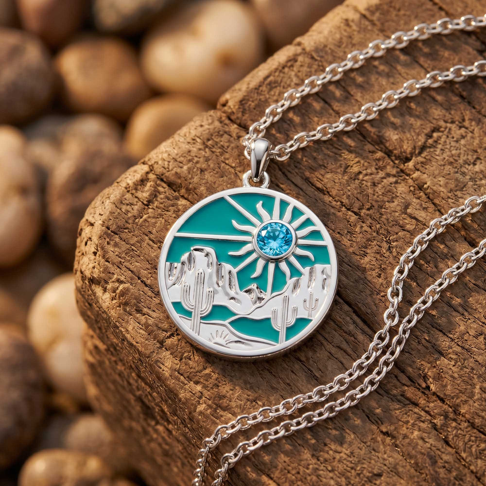 Desert Sunrise Necklace - Aquamarine - Serene Western