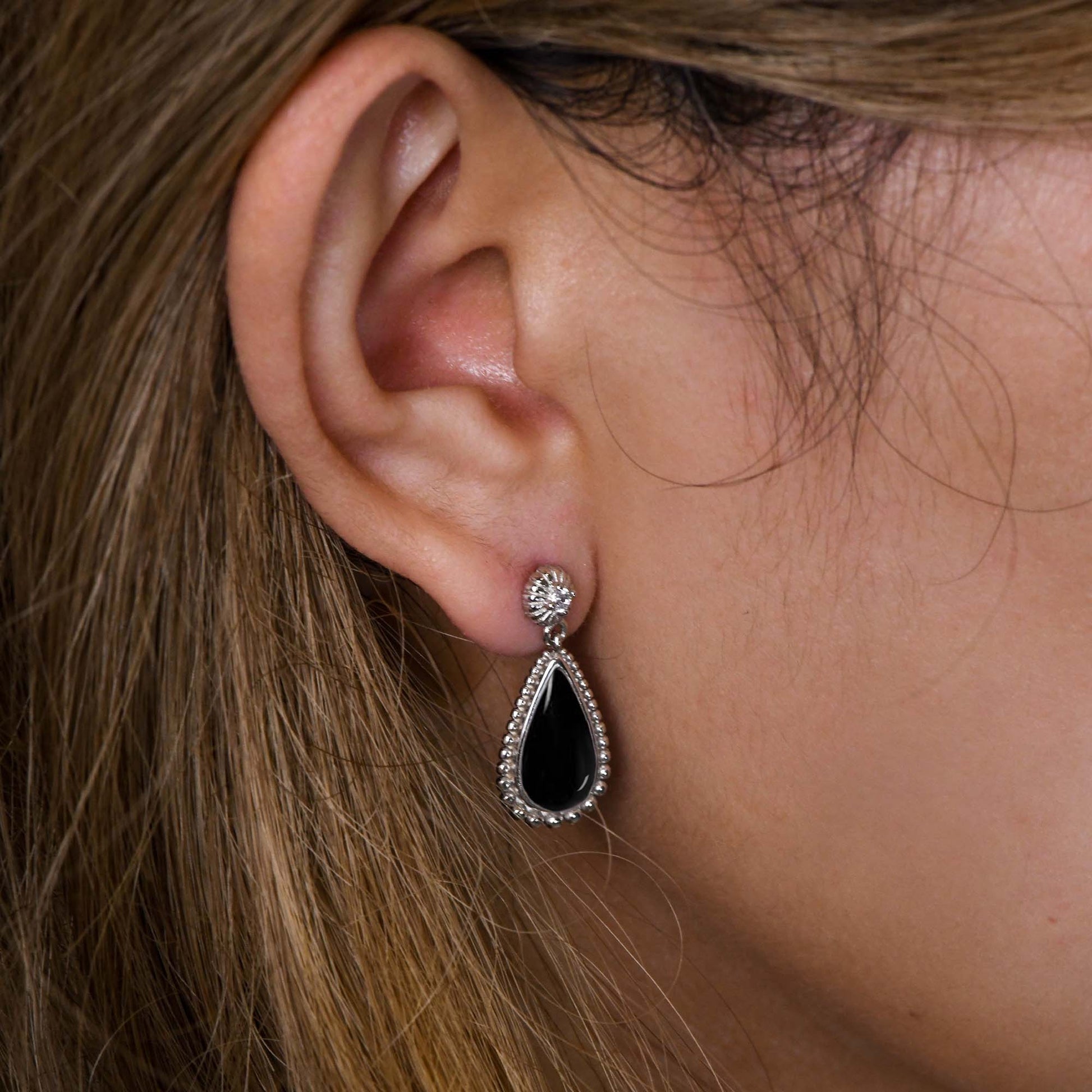 Desert Teardrop Earrings - Black Onyx - Serene Western