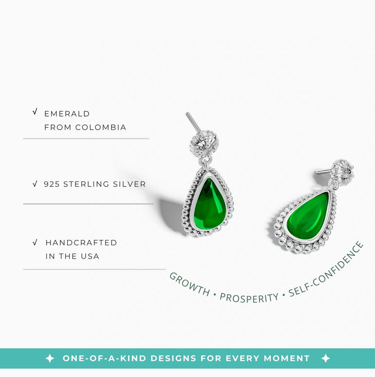 Desert Teardrop Earrings - Emerald - Serene Western