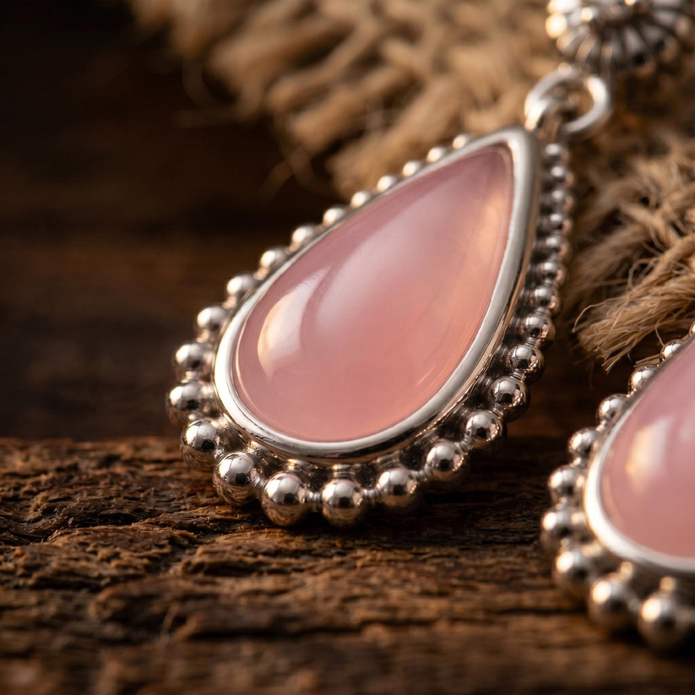Desert Teardrop Earrings - Rose Quartz - Serene Western