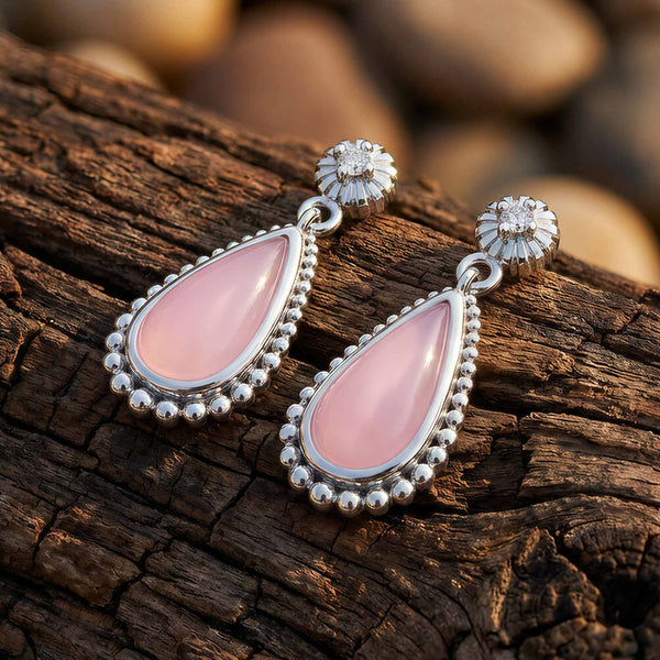 Desert Teardrop Earrings - Rose Quartz