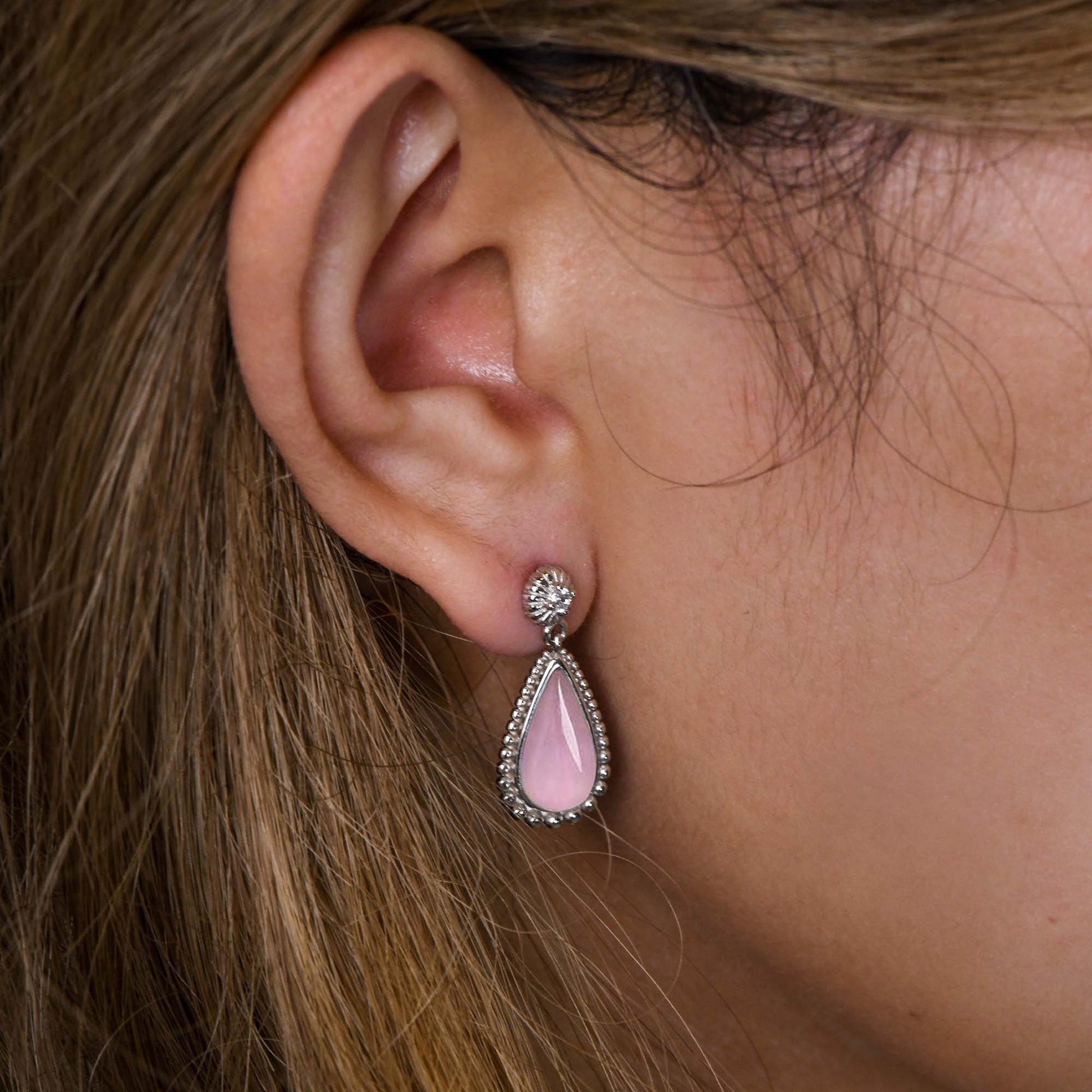 Desert Teardrop Earrings - Rose Quartz - Serene Western