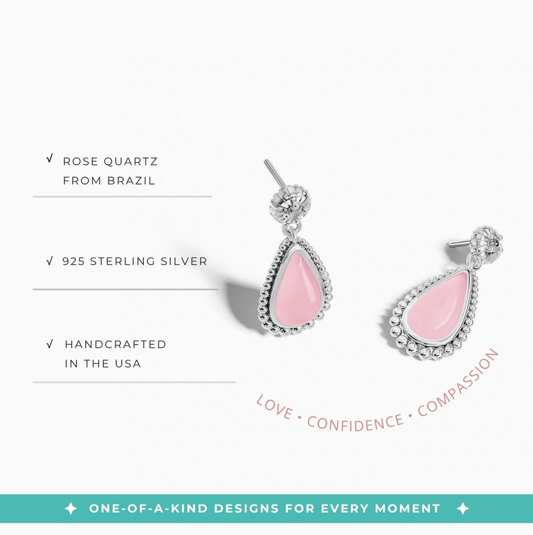 Desert Teardrop Earrings - Rose Quartz - Serene Western
