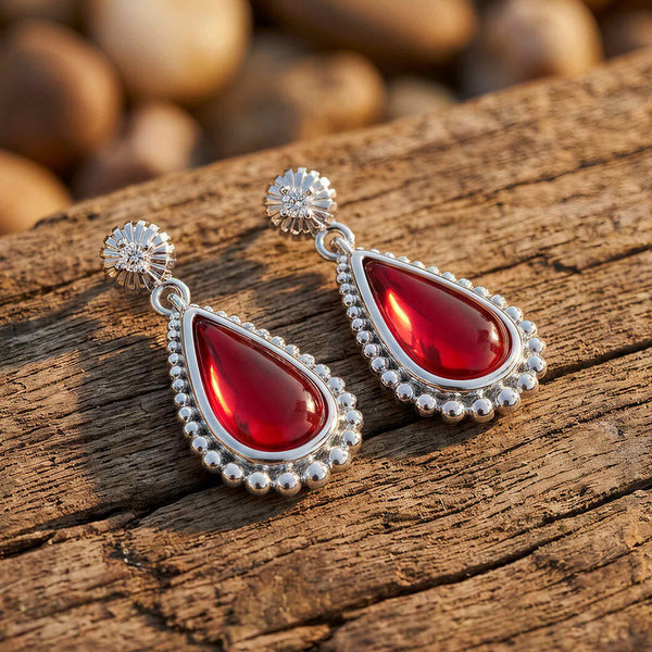 Desert Teardrop Earrings - Ruby