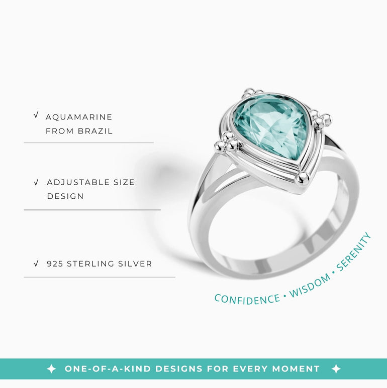Desert Tears Ring - Aquamarine - Serene Western