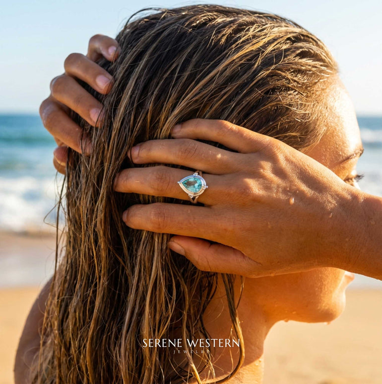 Desert Tears Ring - Aquamarine - Serene Western