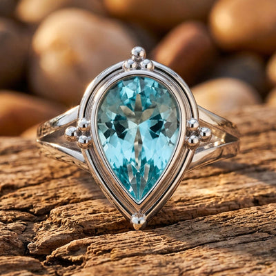 Öken tårar ring - akvamarin