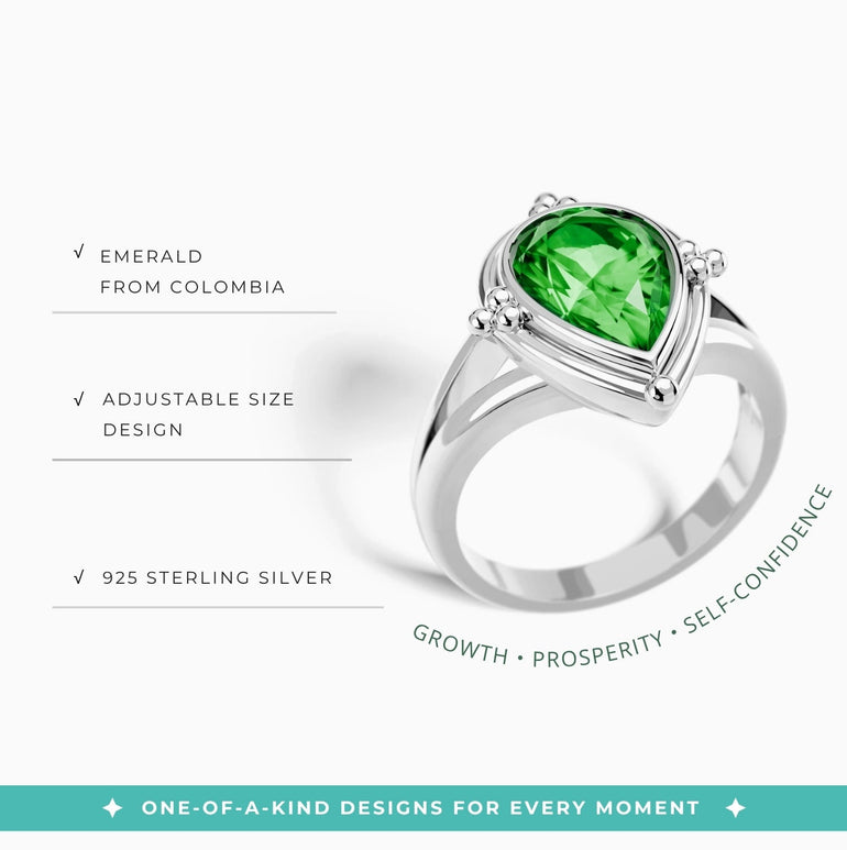 Desert Tears Ring - Emerald - Serene Western