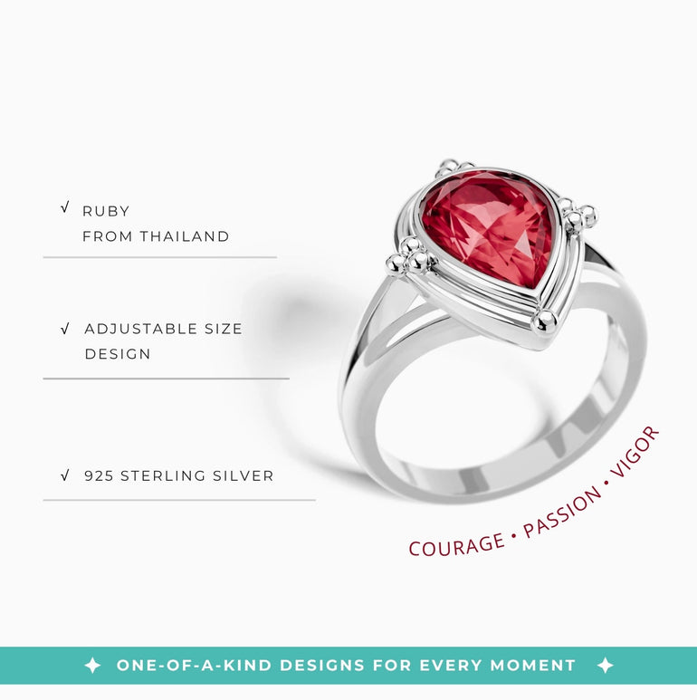 Desert Tears Ring - Ruby - Serene Western