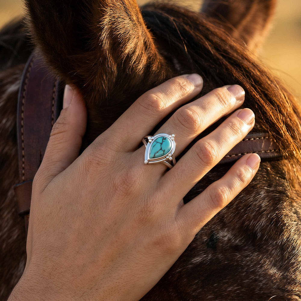 Desert Tears Ring - Turquoise - Serene Western