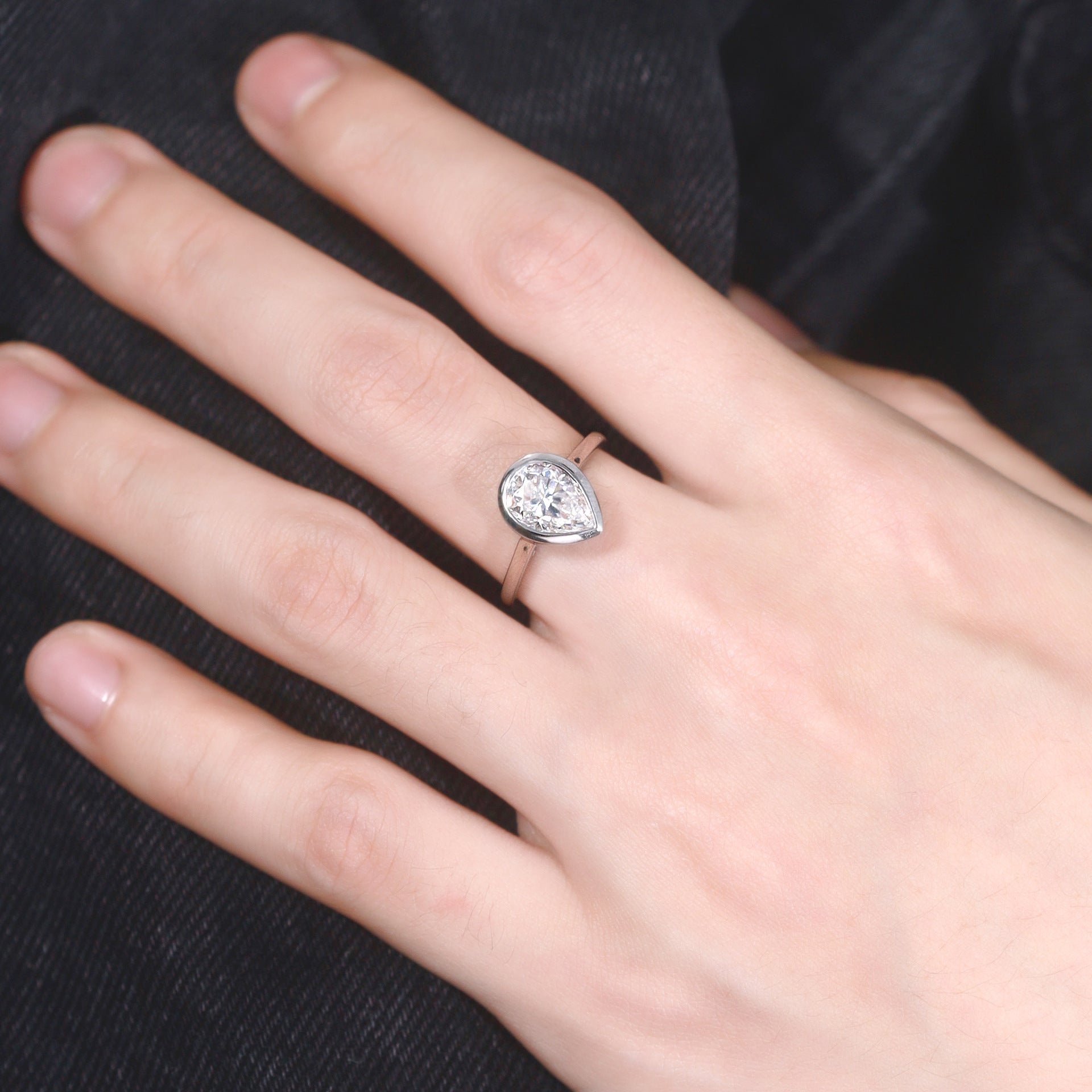 Dewdrop Bezel Ring - Moissanite - Serene Western