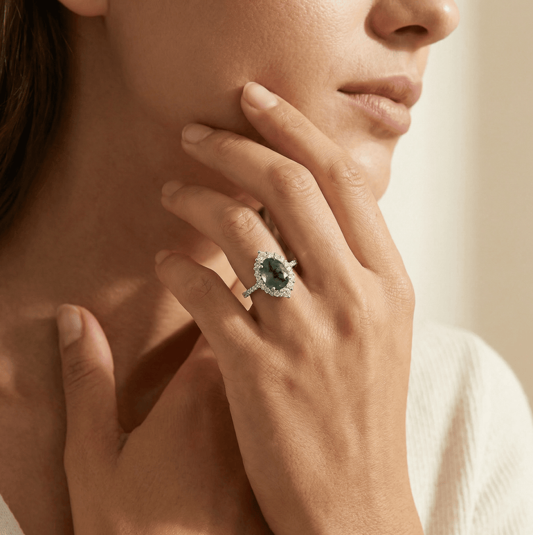 Dewdrop Halo Ring - Serene Western