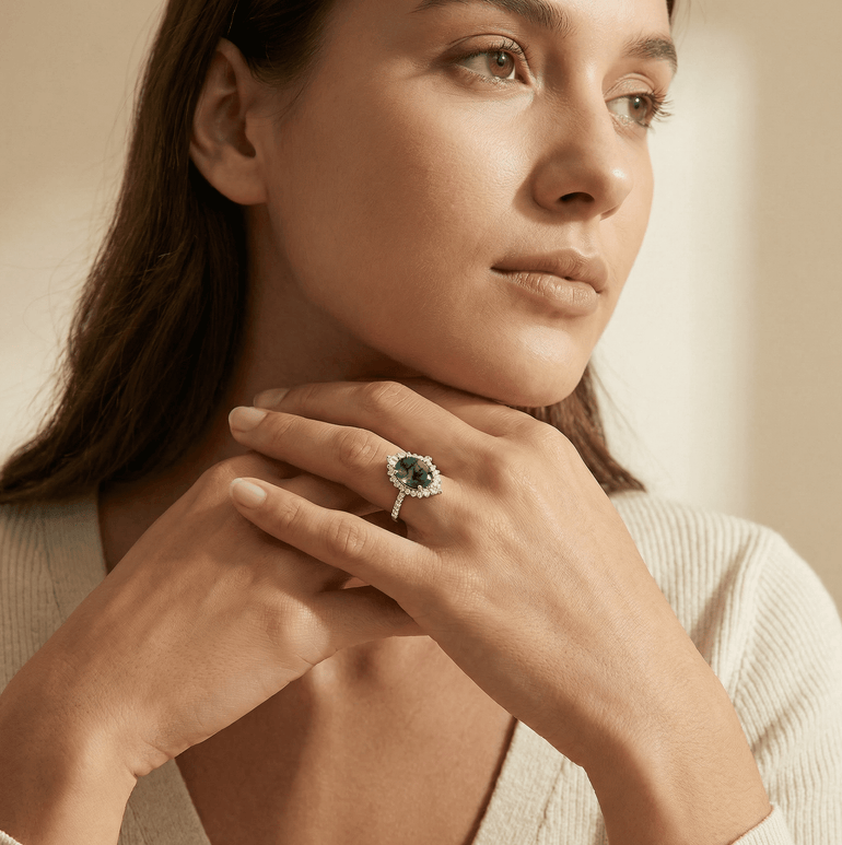 Dewdrop Halo Ring - Serene Western