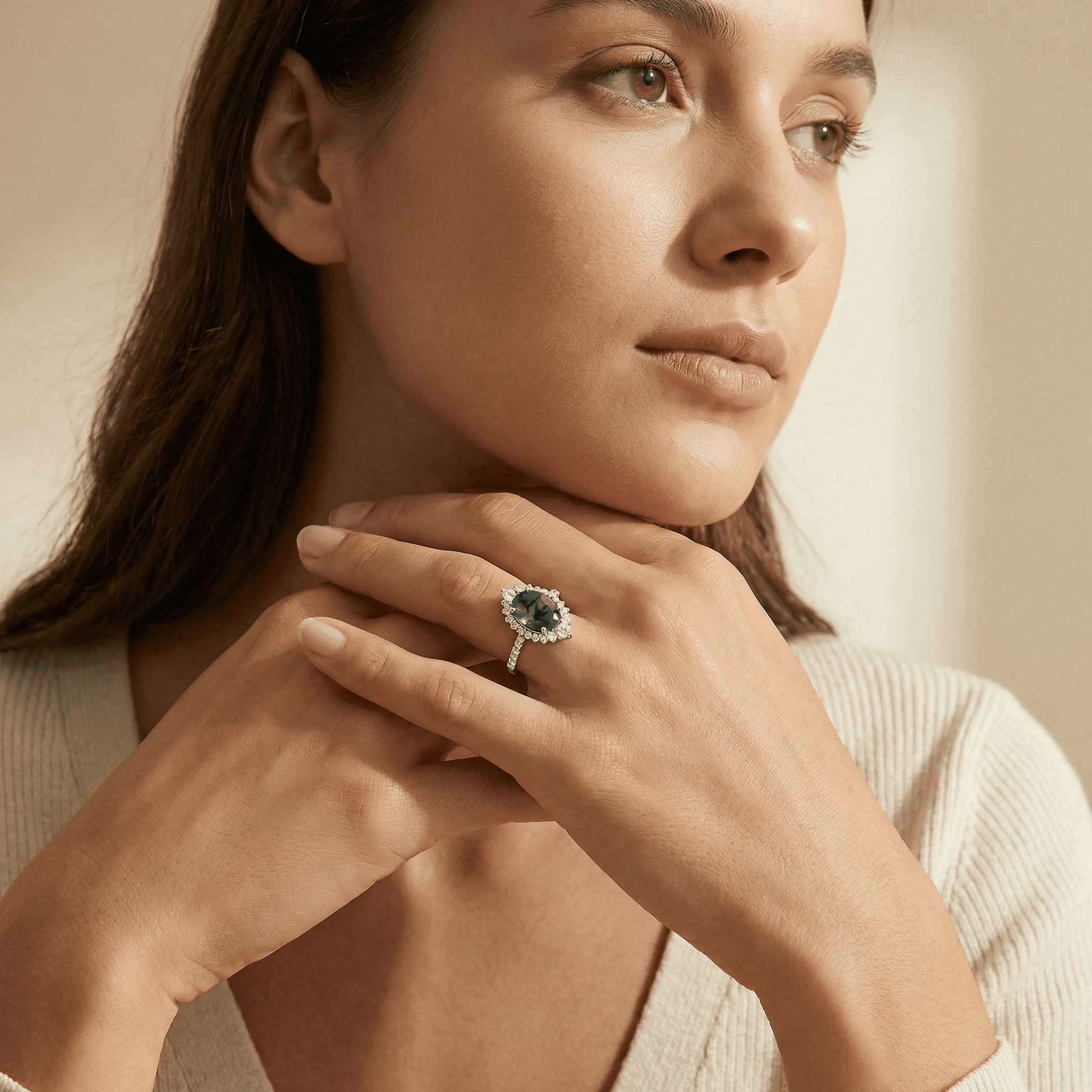 Dewdrop Halo Ring - Serene Western