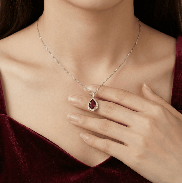 Dewdrop Starfall Necklace - Garnet - Serene Western