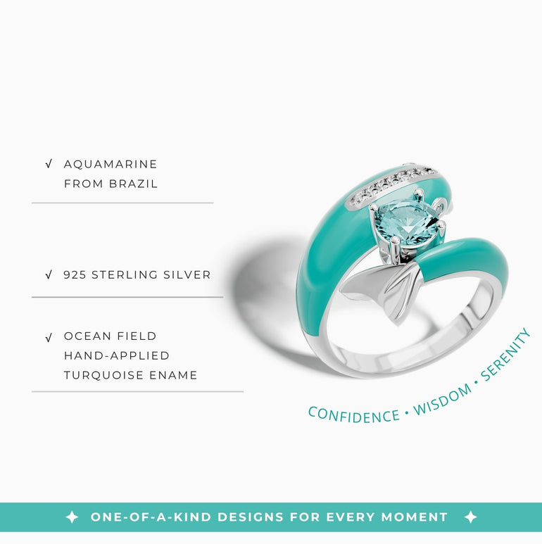 Dolphin's Serenade Ring - Aquamarine - Serene Western