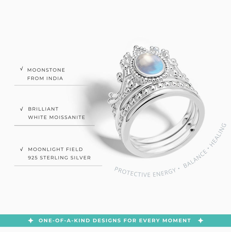 Dustland Crown Ring - Moonstone - Serene Western