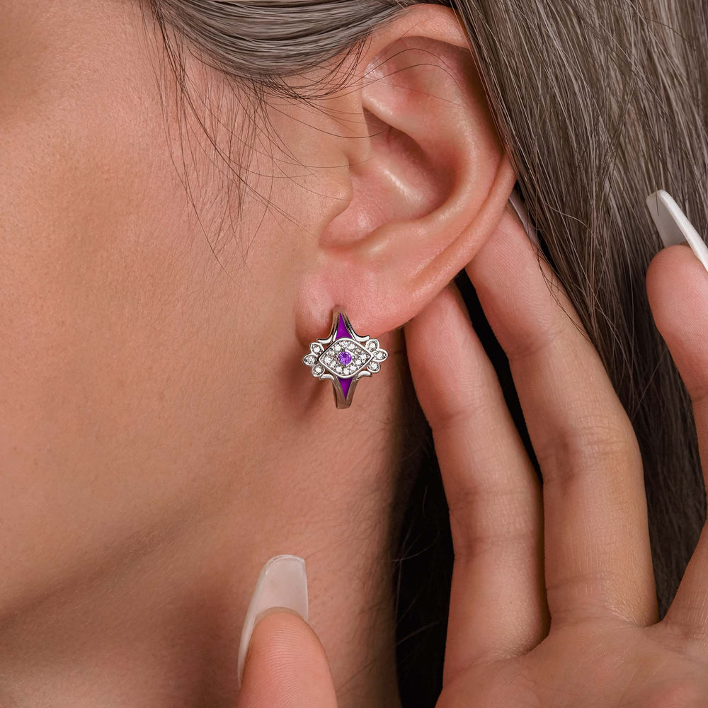 Eagle's Feather Earrings - Amethyst - Serene Western