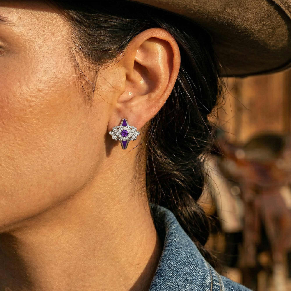 Eagle's Feather Earrings - Amethyst - Serene Western