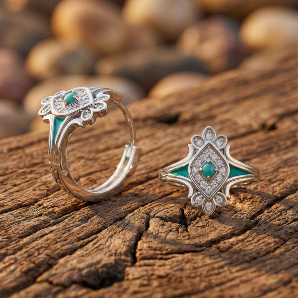 Örhängen med örnfjäder - Turkos