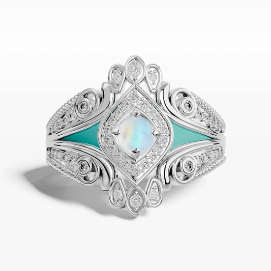 Eagle's Feather Ring - Moonstone - Serene Western