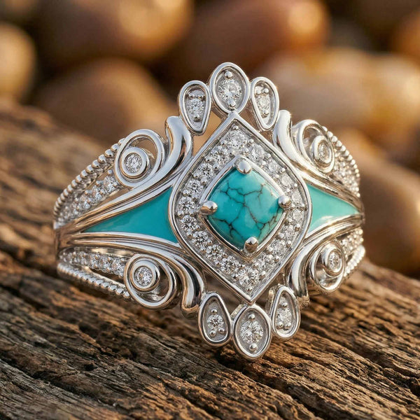 Örnens Fjäder Ring - Turkos