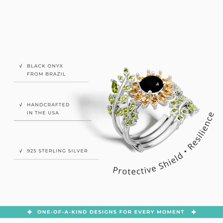 Eden Sunflower Ring - Black Onyx - Serene Western
