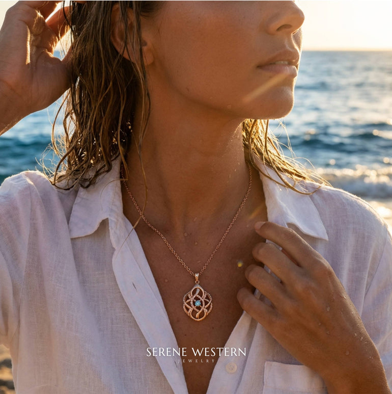 Eden's Embrace Necklace - Aquamarine - Serene Western