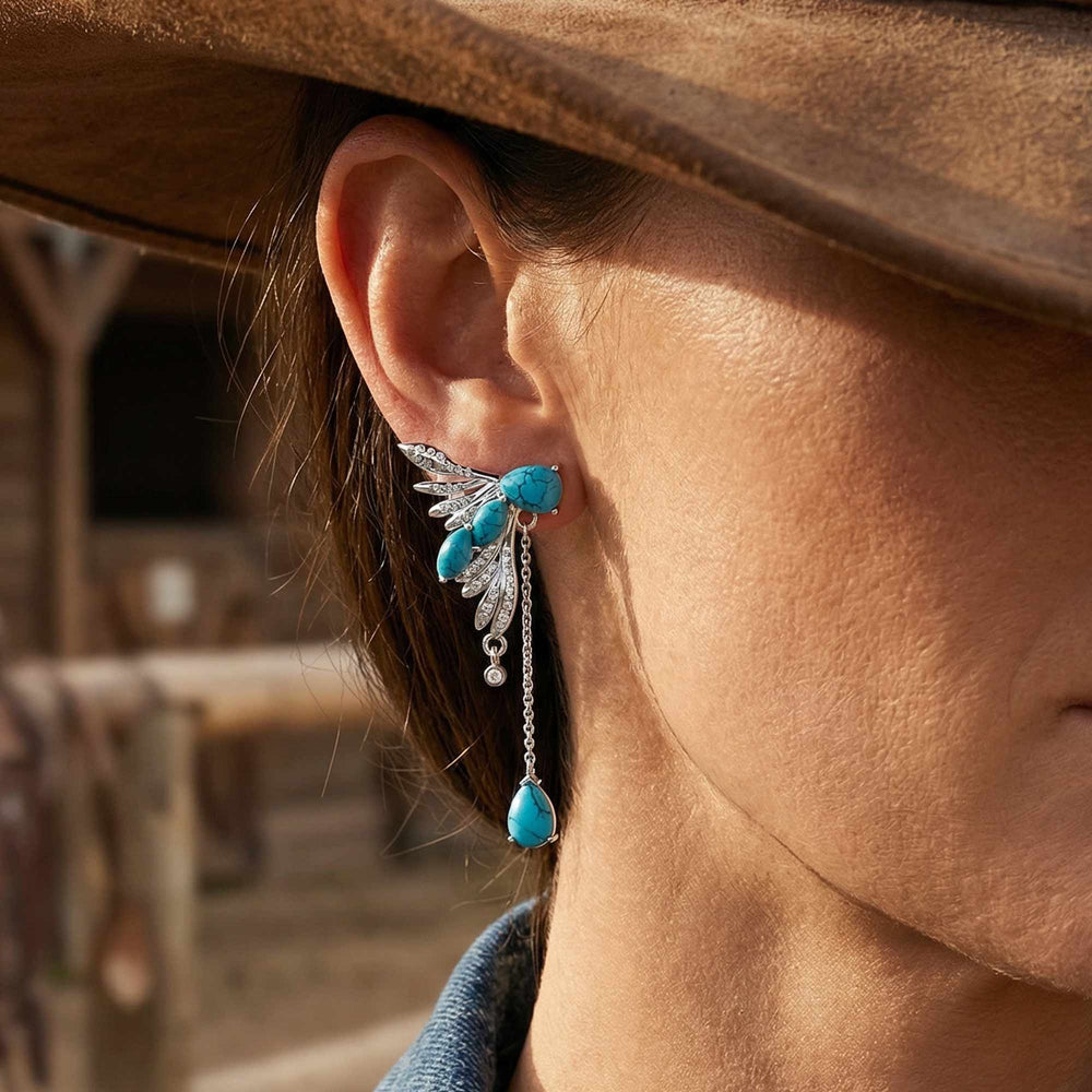 Elegant Dragonfly Earrings - Turquoise - Serene Western