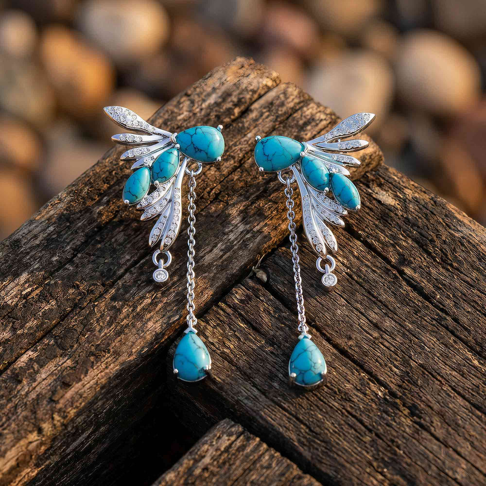 Elegant Dragonfly Earrings - Turquoise - Serene Western
