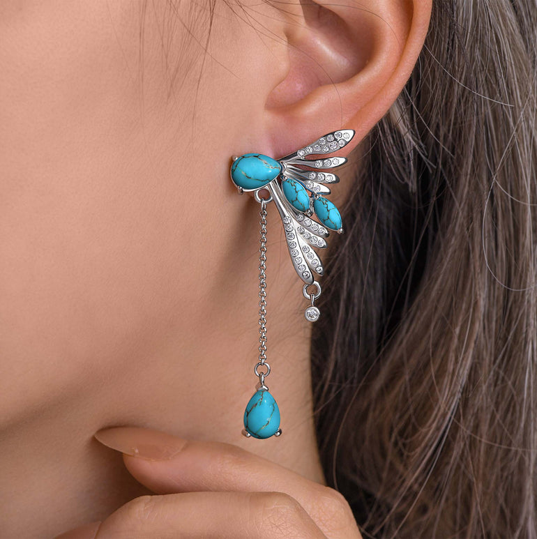 Elegant Dragonfly Earrings - Turquoise - Serene Western