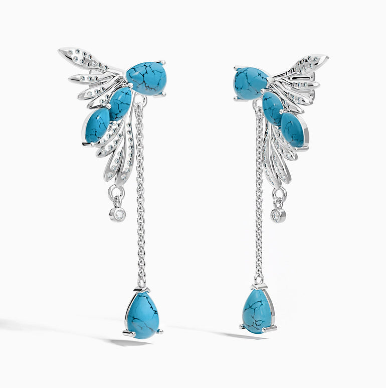 Elegant Dragonfly Earrings - Turquoise - Serene Western