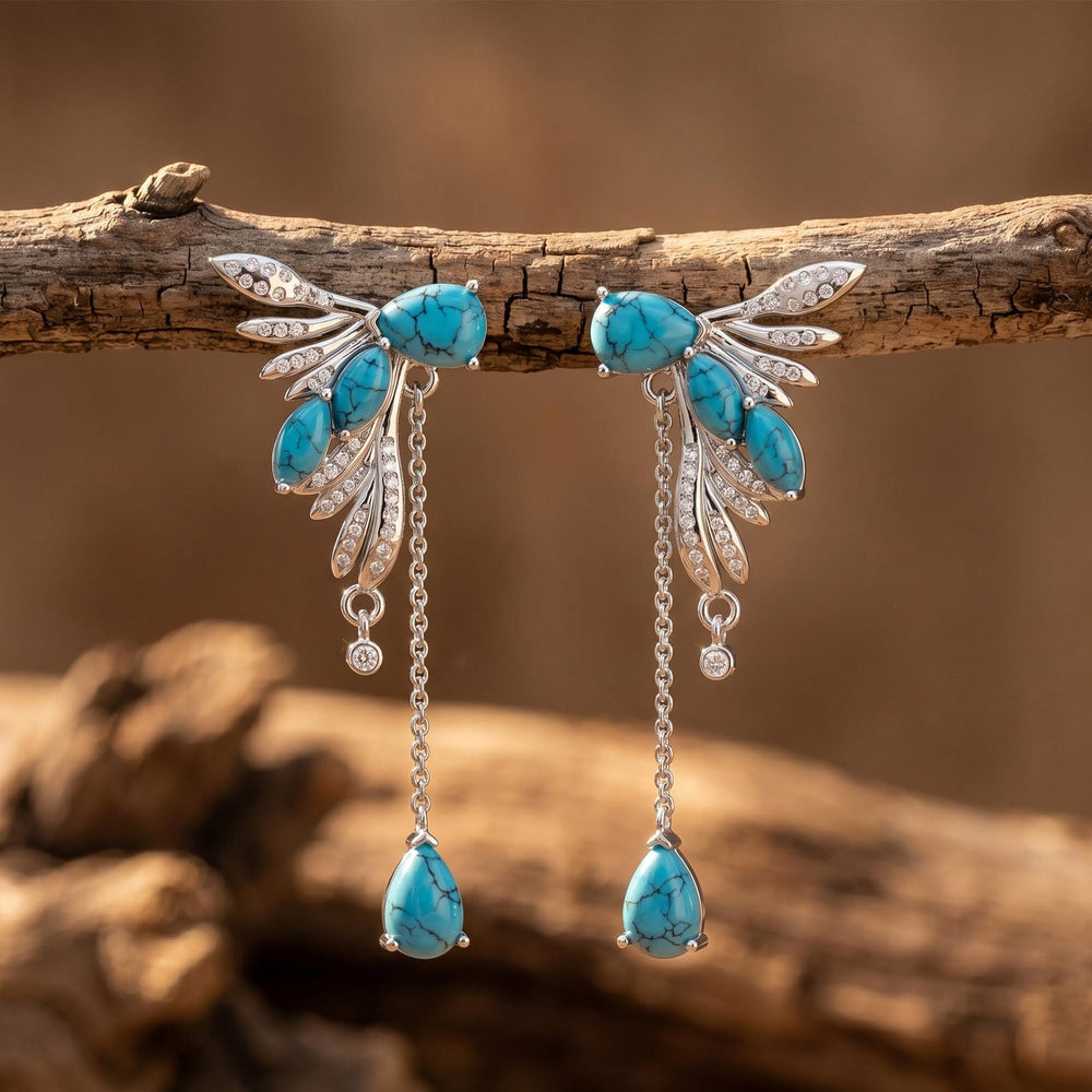 Elegant Dragonfly Earrings - Turquoise - Serene Western