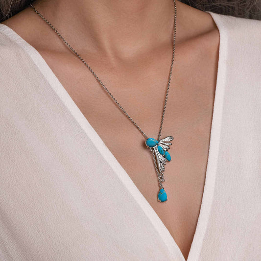 Elegant Dragonfly Necklace - Turquoise - Serene Western
