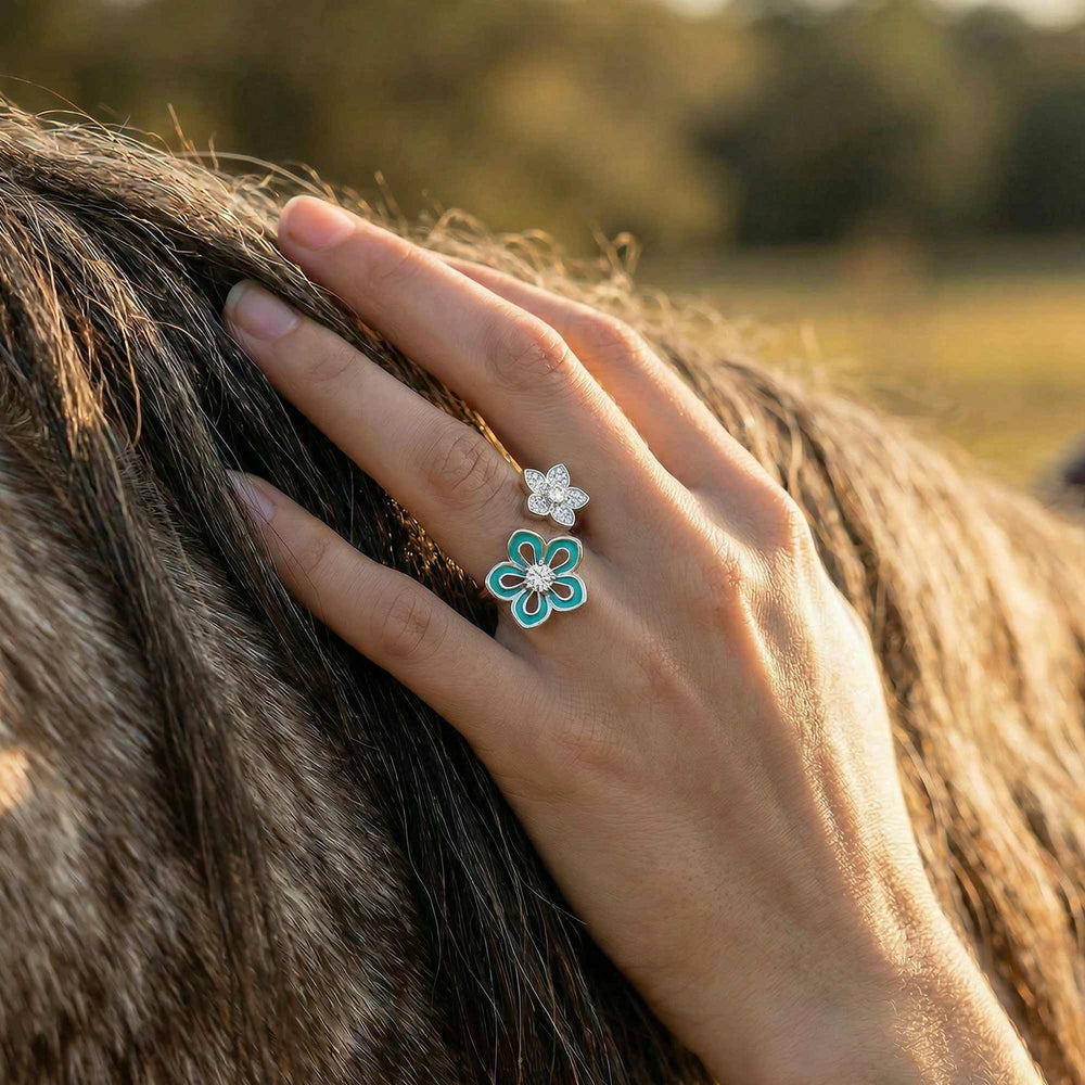Eternal Twin Blossom Ring - Moissanite - Serene Western