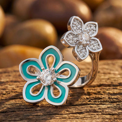 Eternal Twin Blossom Ring - Moissanite