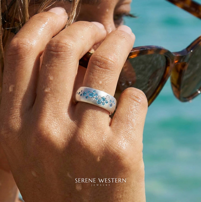 Fjord Spark Ring - Aquamarine - Serene Western