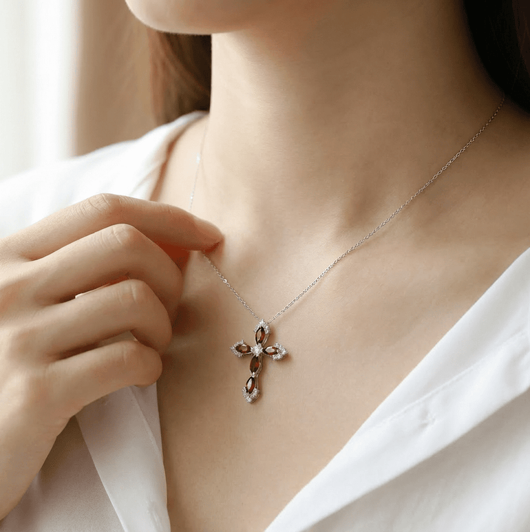 Floral Faith Necklace - Garnet - Serene Western