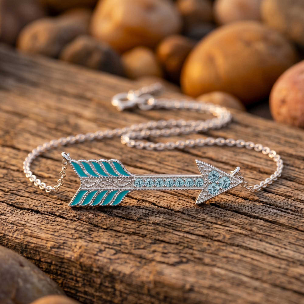 Frontier Arrow Necklace - Aquamarine - Serene Western