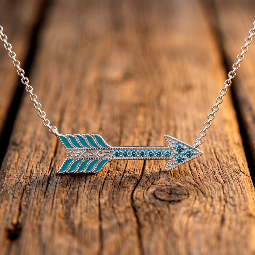 Frontier Arrow Necklace - Aquamarine - Serene Western
