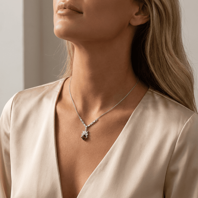 Frostlit Dangle Necklace - Garnet - Serene Western