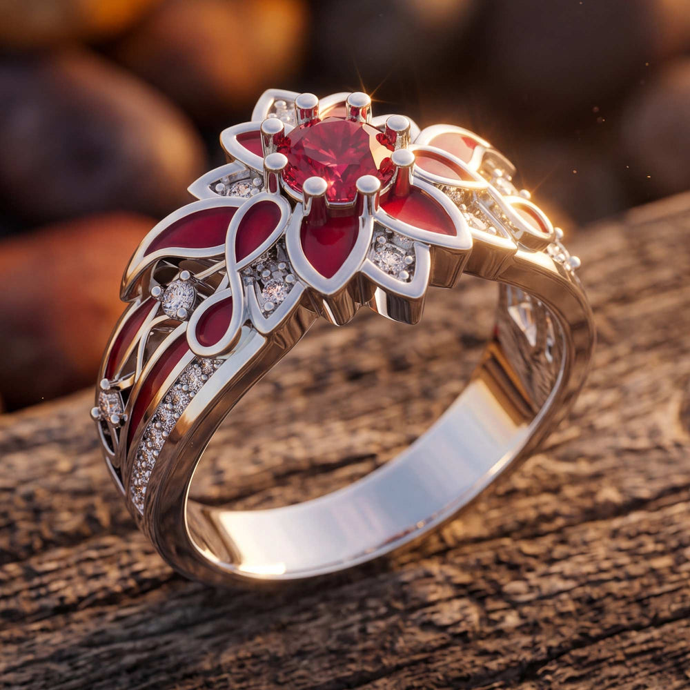 Garden Orchestra Ring - Ruby & Red - Serene Western