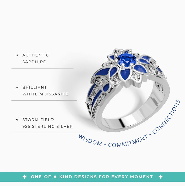 Garden Orchestra Ring - Sapphire & Blue - Serene Western