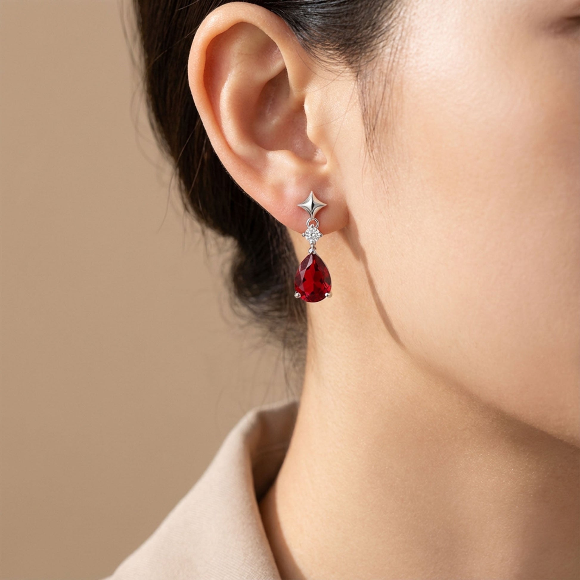 Garnet Star Earrings - Garnet - Serene Western